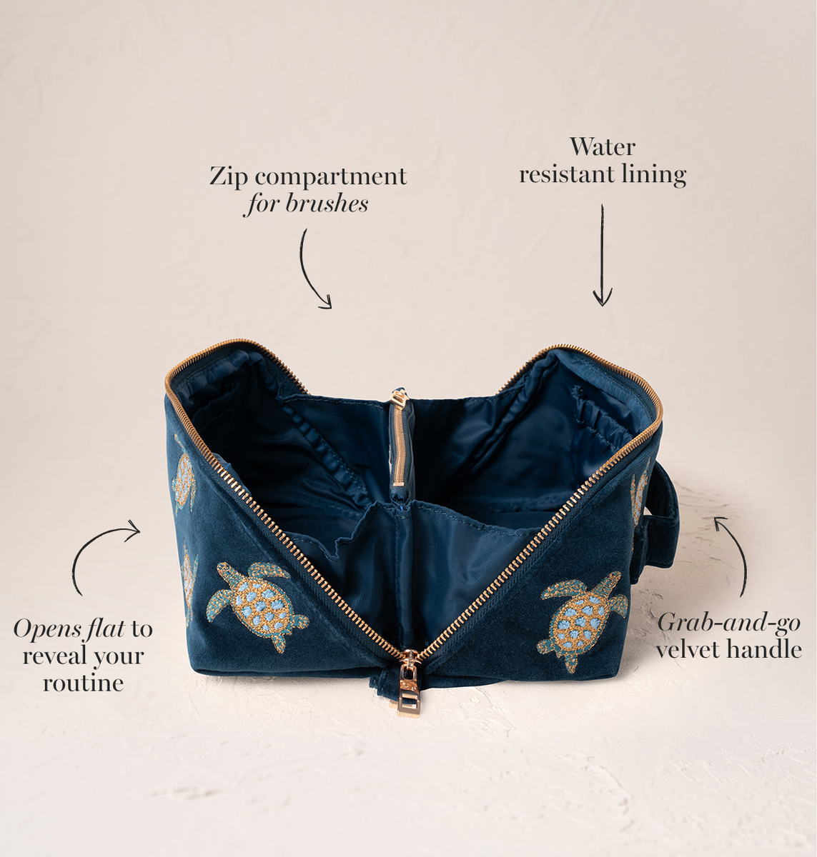 Open flat makeup bag -Elizabeth Scarlett Open flat makeup bag -Elizabeth Scarlett