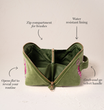 Open flat makeup bag -Elizabeth Scarlett