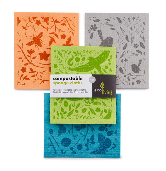 Biodegradable Water-Based Prints Sponge Cleaning Cloth Set
